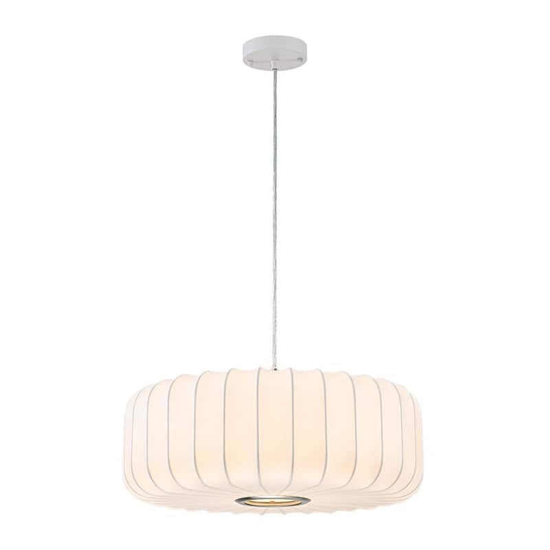 Dimmable Drum 1-Light Hanging Dining Pendant with Silk Shade - 20.1 in