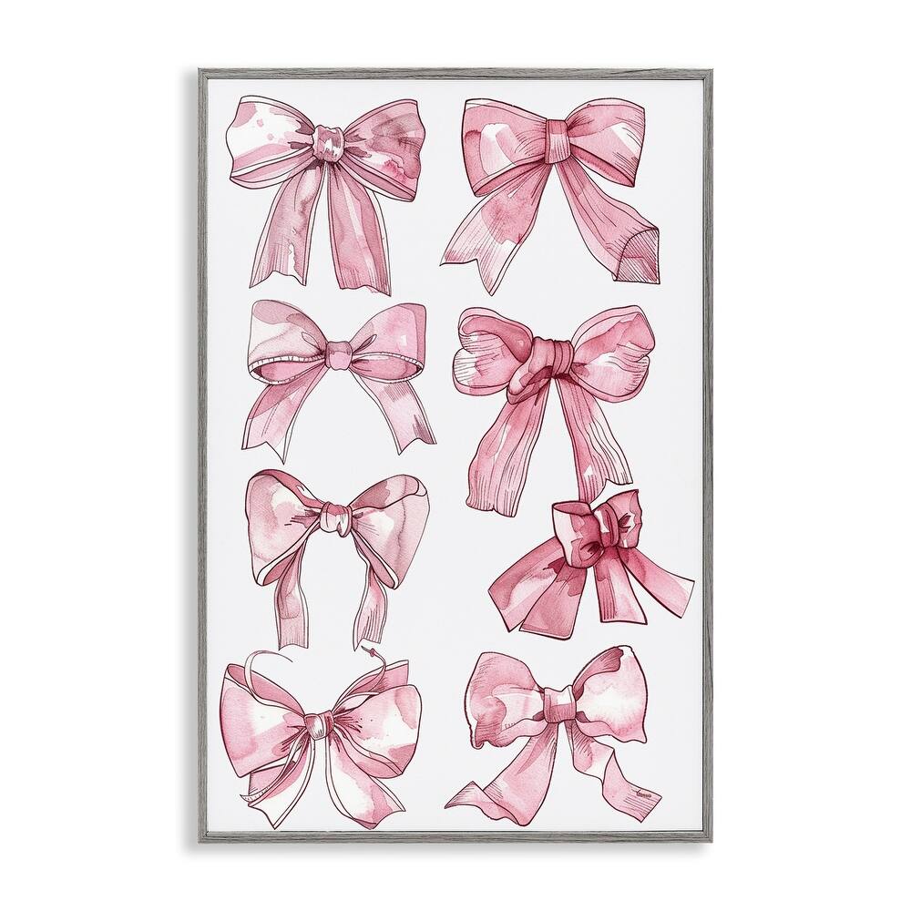 Stupell Various Ribbons in Pink Framed Giclee Art Design By LSR Design Studio