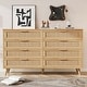 preview thumbnail 1 of 5, 8 Double Dresser with Rattan Drawers, Wood Chest of Drawers for Kids Room