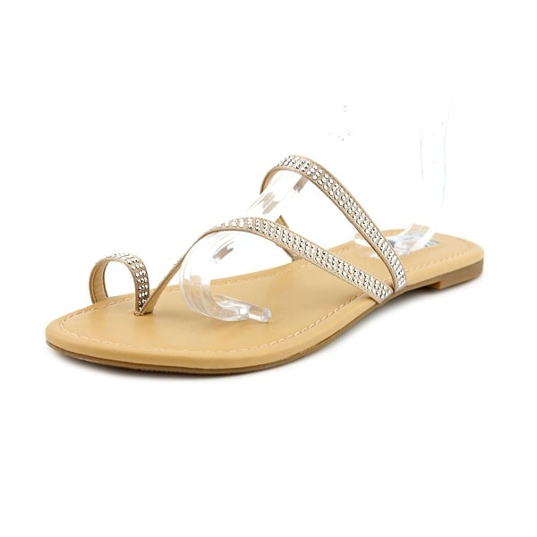 INC International Concepts Mistye 2 Women Open Toe Canvas Nude Slides Sandal