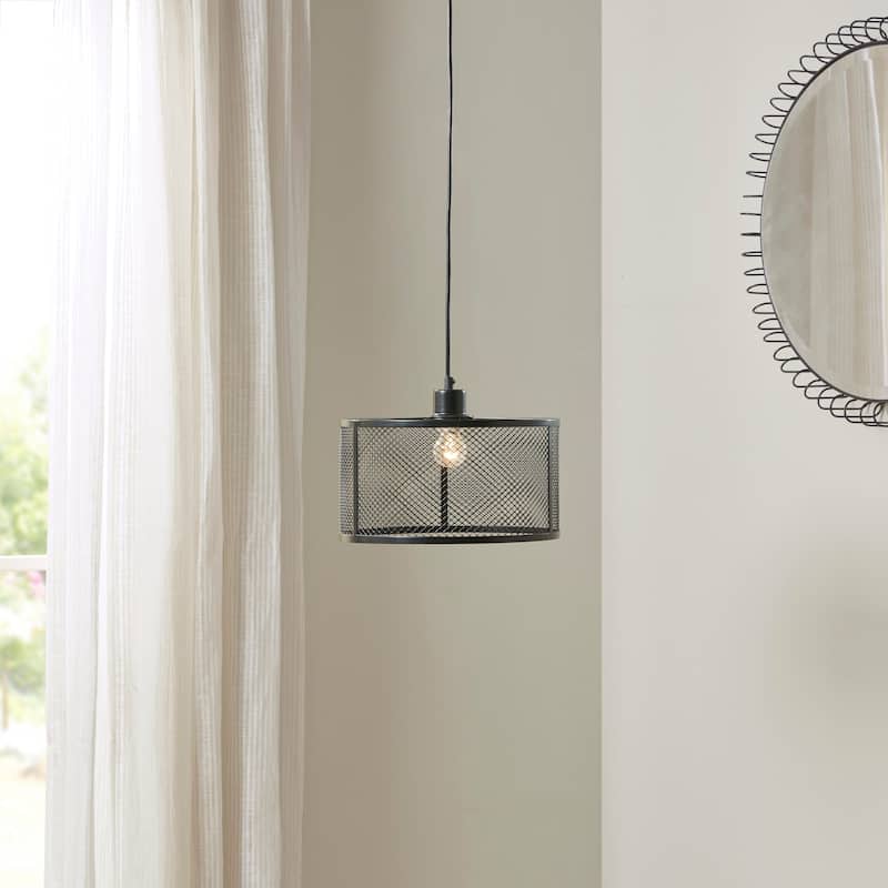 INK+IVY Jaxson Black Metal Mesh Pendant - Black