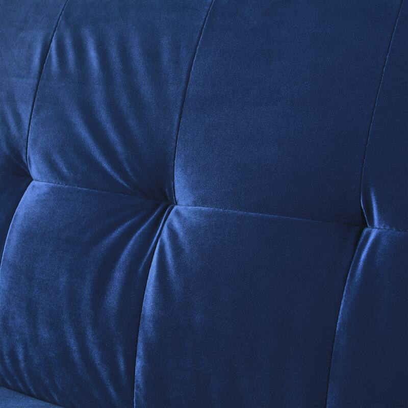 Velvet Futon Sofa Bed with Folded Armrests