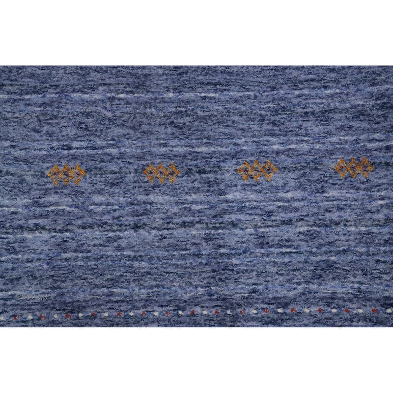 Hand Knotted Oriental 100% Wool Carpet Tribal Animal Pictorial Navy Blue & Blues Gabbeh Area Rug - 6' 0'' X 6' 1''