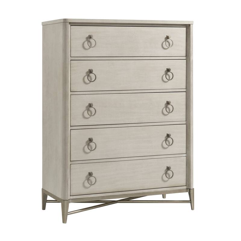 Roundhill Furniture Mantalia Solid Wood Bedroom Set with Metal Frame, Bed, Dresser, Mirror, Nightstand, and Chest, Champagne