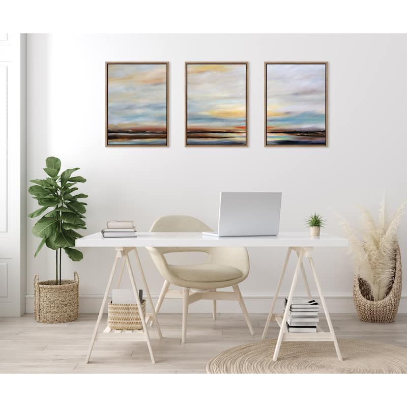 Kate and Laurel Sylvie Carolina Sunset Canvas Art Set by Mary Sparrow