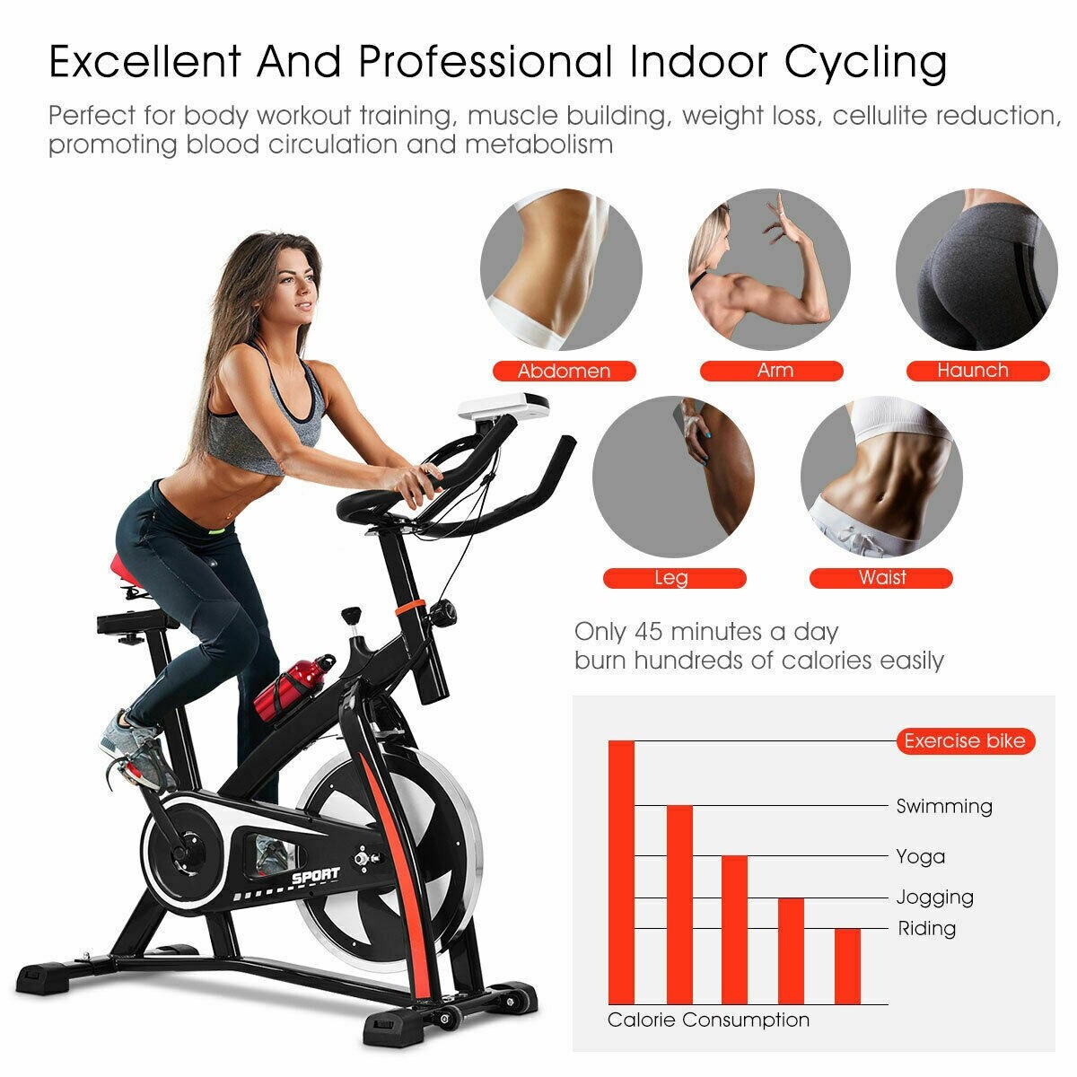 Stationary Exercise Bicycle Indoor Bike Cardio Health Cycling Home Fitness △ 