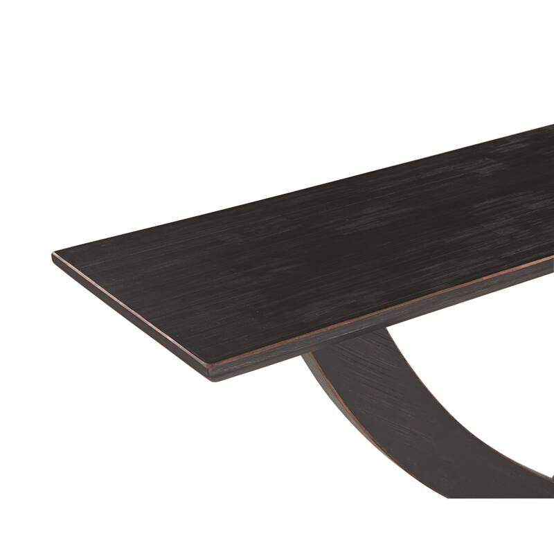 Rase 57 Inch Console Table, Cross Leg Design, Pedestal Base, Black Wood