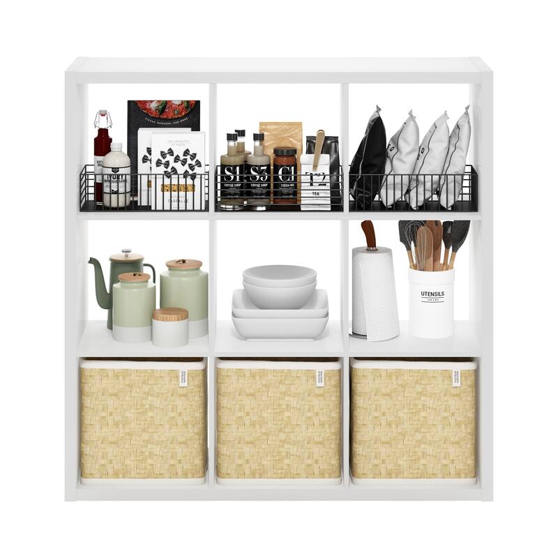 Furinno Cubicle Open Back Decorative Cube Storage Organizer, 9-Cube