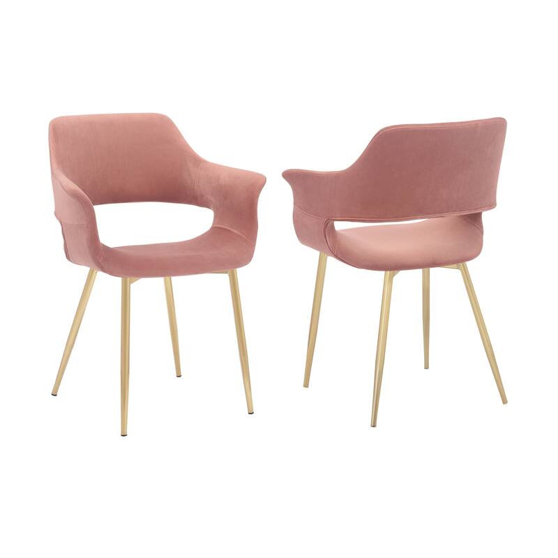 Gigi Modern Glam Velvet Dining Chairs with Gold Legs - Set of 2