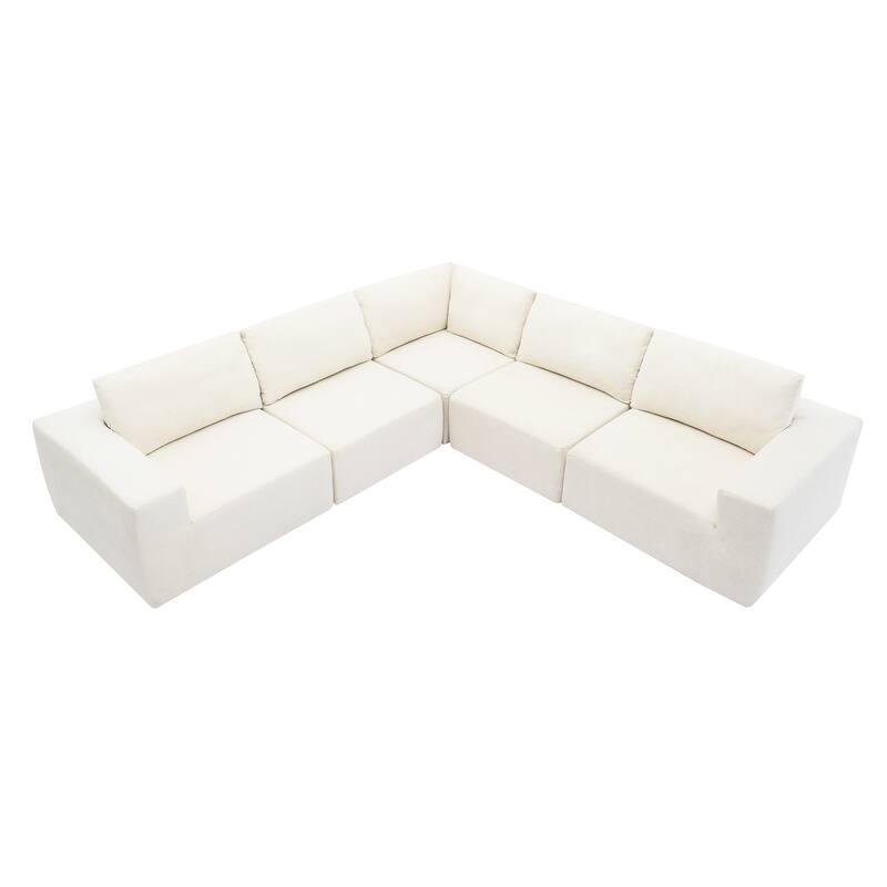 147" Fabric Modular Sectional Sofa with No Assembly, Wide Seats & Cloud Comfort