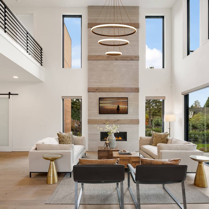 LED Tiered Linear Design Pendant Light, Classic Semi Flush Mount Chandelier for Dining Room Living Room Bedroom Kitchen - 1