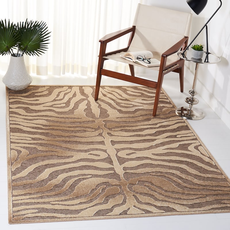 SAFAVIEH Paradise Lisette Modern Viscose Rug - 8' x 11'2" - Brown/Creme