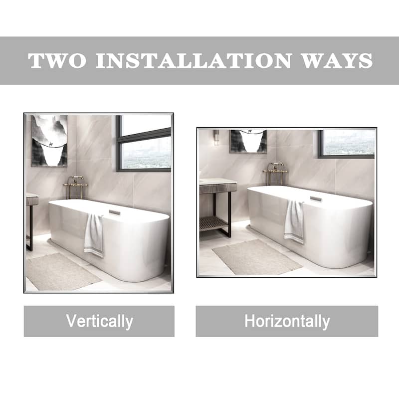 Aluminum Framed Rectangle Beveled Bathroom Wall Mirror