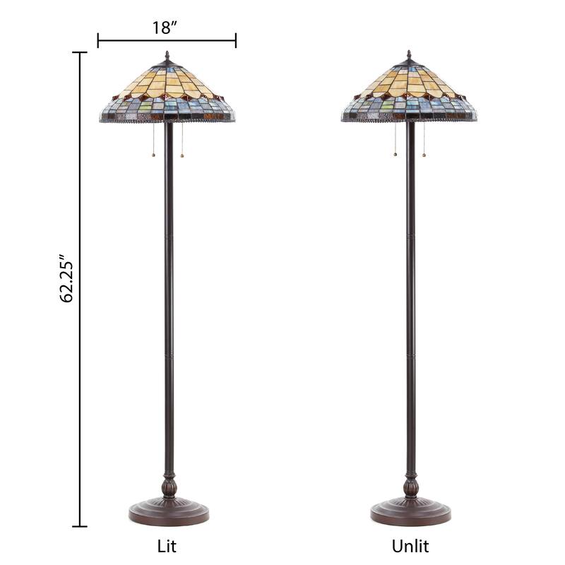 Victoria River of Goods Multicolor Stained Glass Dome Shade 62.25-Inch Floor Lamp - 18" x 18" x 62.25"