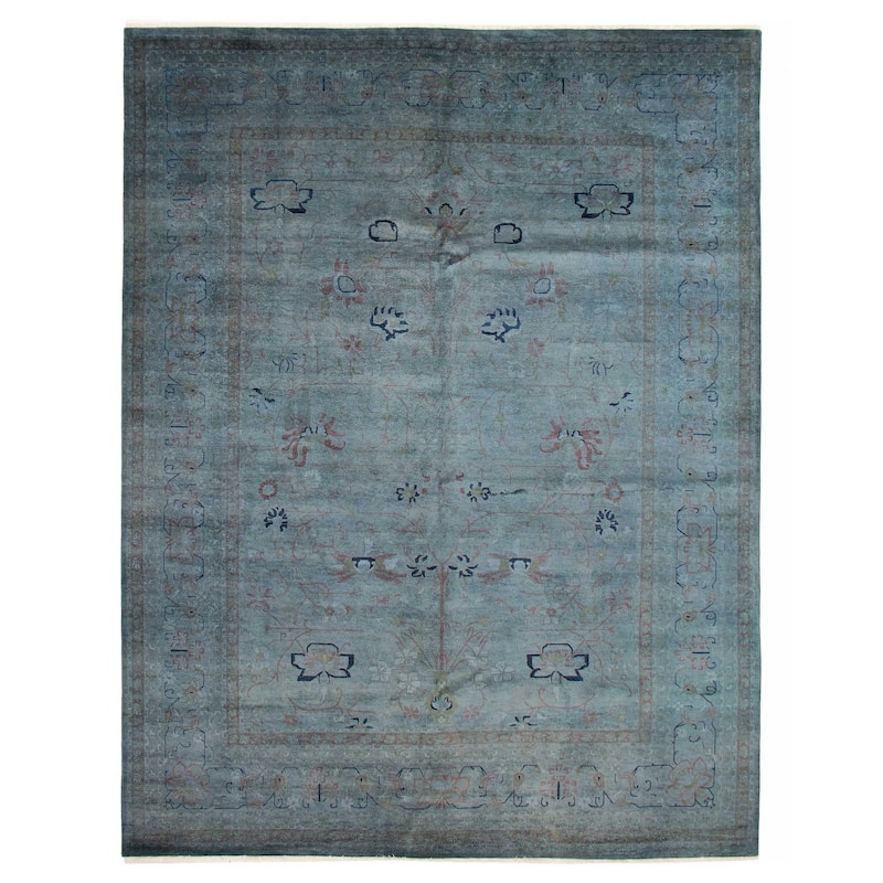 ECARPETGALLERY Hand-knotted Vibrance Blue Wool Rug - 9'1 x 11'9 - Blue - 9'1 x 11'9
