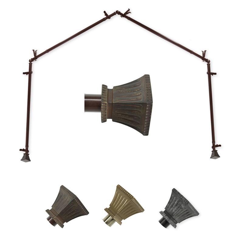 Contemporary Curtain Rods & Hardware - Adjustable Telescoping Rods with Finials - Antique Brass Curtain Rod - M