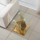 preview thumbnail 2 of 20, Tempered Glass Top End Table with Gold Mirror Finish Stainless Steel Base