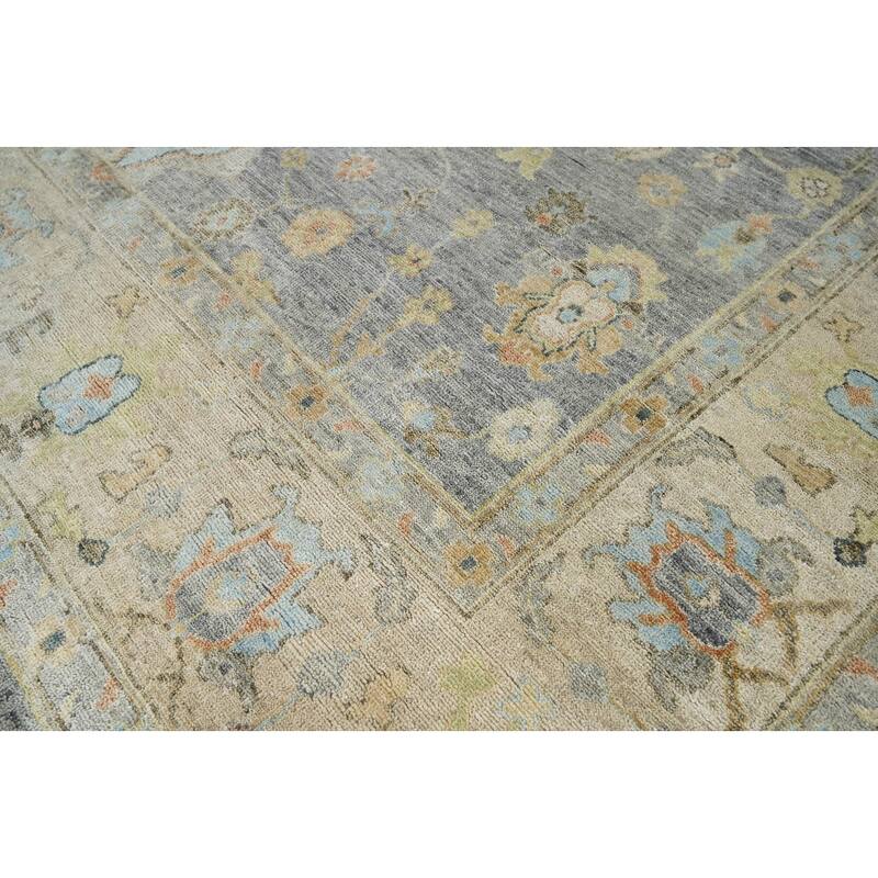 Multi Size Hand Knotted Blue Traditional Oushak Wool Oriental Area Rug