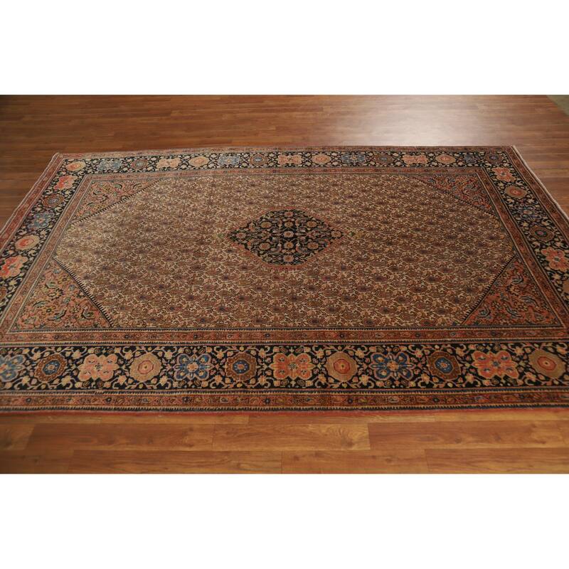 Hand Knotted Oriental 100% Wool Carpet Traditional Medallion Beige & Ivories Sarouk Area Rug - 8' 5'' X 5' 4''