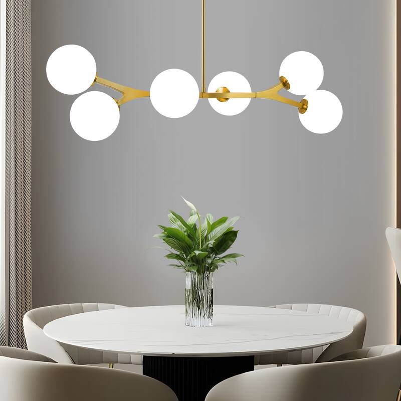Dimmable Modern Chandelier for Dining Room with Frosted Glass Shade