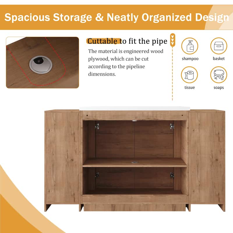 Malwee 36"/40"/48"/52"/60"/64"/84"/92" Bathroom Vanity with Sink, FreeStanding Bathroom Vanity with Door and Adjustable Shelf