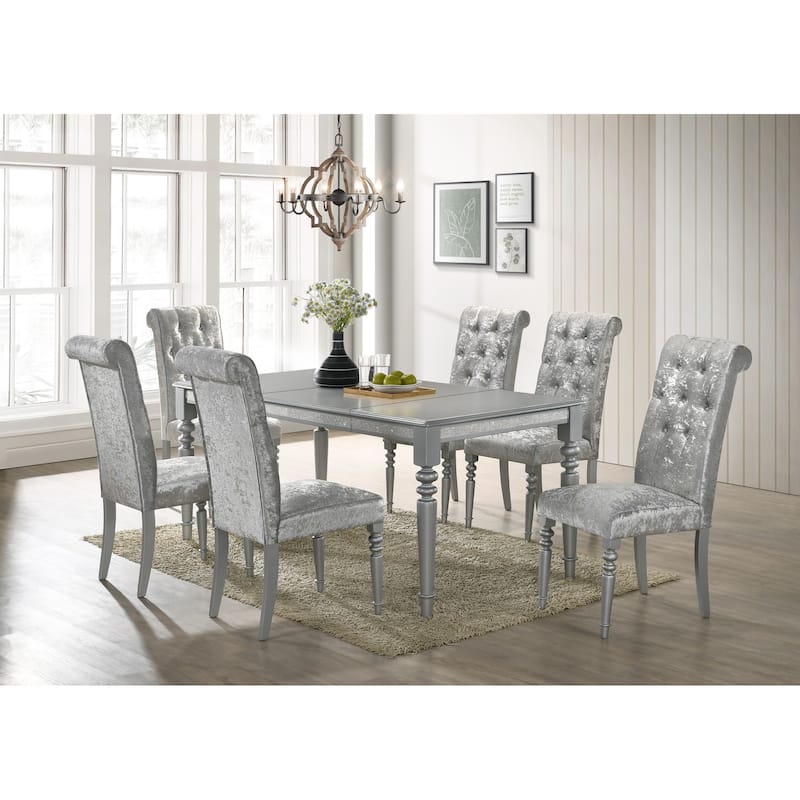 Reston 7-Piece Dining Table and Chair - Table and 6 Chairs - Silver