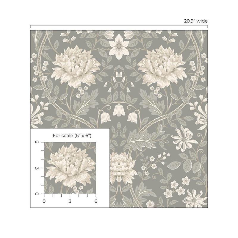 Seabrook Designs Honeysuckle Floral Prepasted Wallpaper