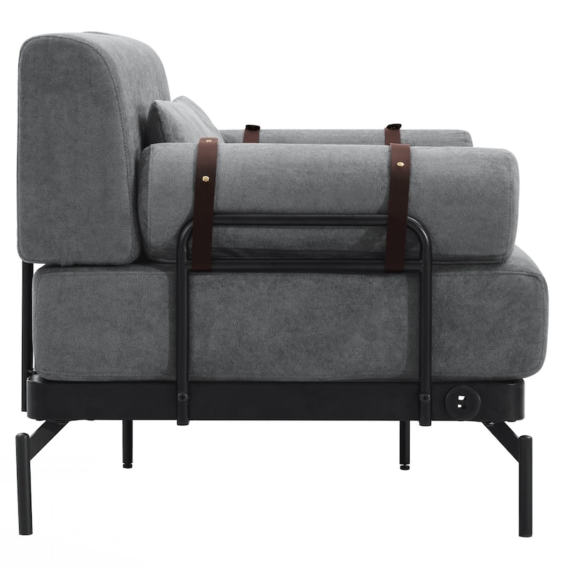 Modern Loveseat Sofa 59" Sofa Couch 2-Seater Sofa with Flexible USB Ports , Unique Cylindrical Armrests for Living Room