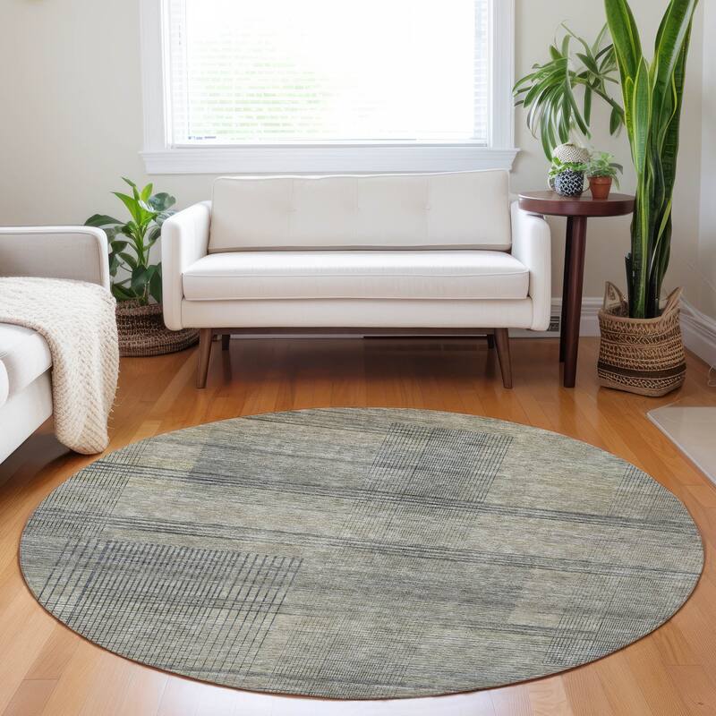Machine Washable Indoor/ Outdoor Chantille Contemporary Imprints Rug