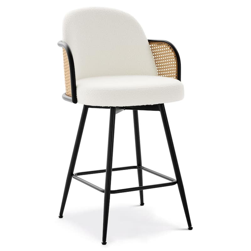 26" Swivel Boucle Fabric Upholstered Bar Stool - 38.2"H x 21.5"W x 23.2"D