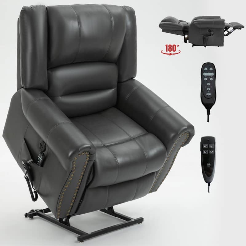 Power Lift Recliner Chair Heat Massage Dual Motor Infinite Position Up to 350 LBS, Heavy Duty Motion Mechanism with USB Ports