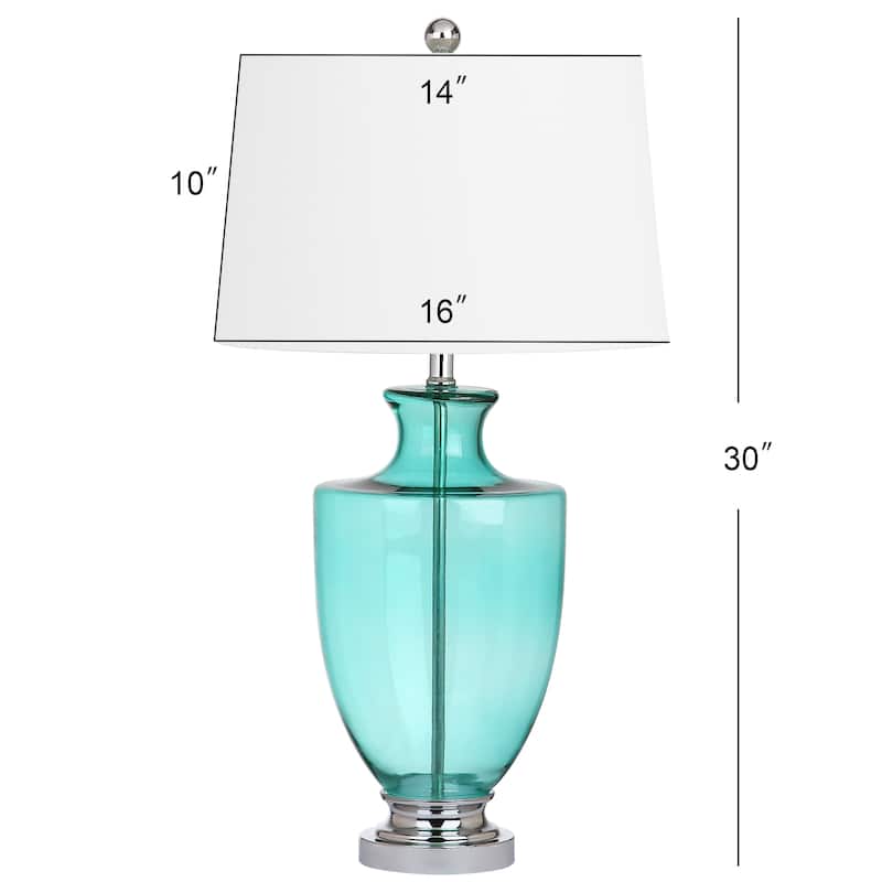 SAFAVIEH Lighting 30-inch Desiree Glass Seafoam Green Table Lamp (Set of 2) - 16"W x 16"D x 30"H