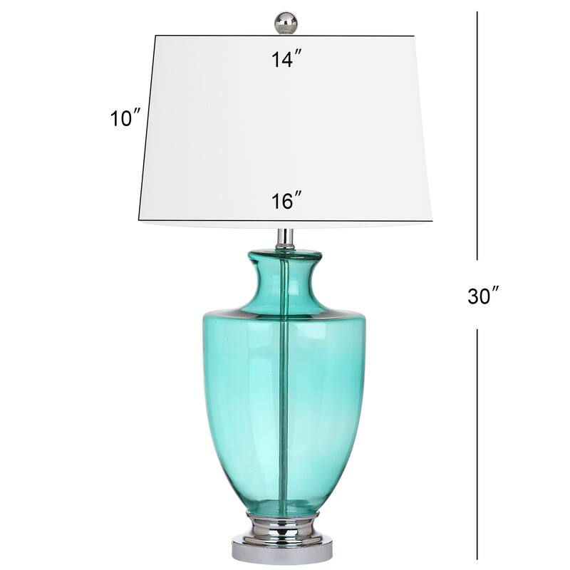 SAFAVIEH Lighting Racheal 30-inch Glass Seafoam Green Table Lamp (Set of 2) - 16"x16"x30" - 16Wx16Dx30H