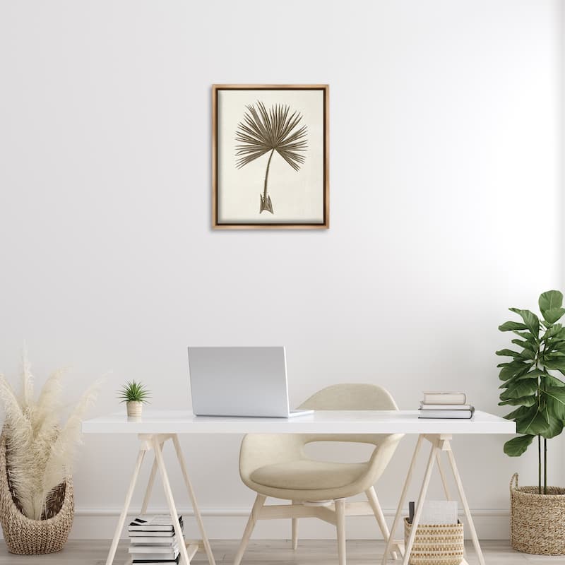 Stupell Vintage Study of Palm Leaf Framed Floater Canvas Wall Art Design By Phillipa Katz
