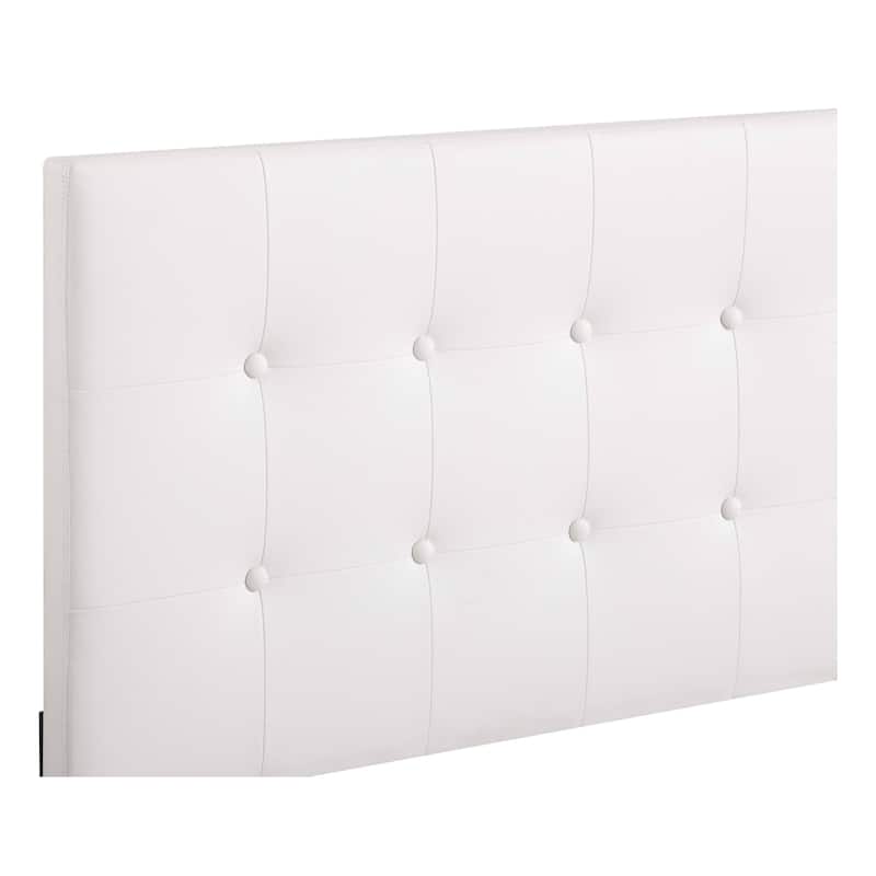 Faux Leather Button Tufted Full Panel Bed - 78" - White