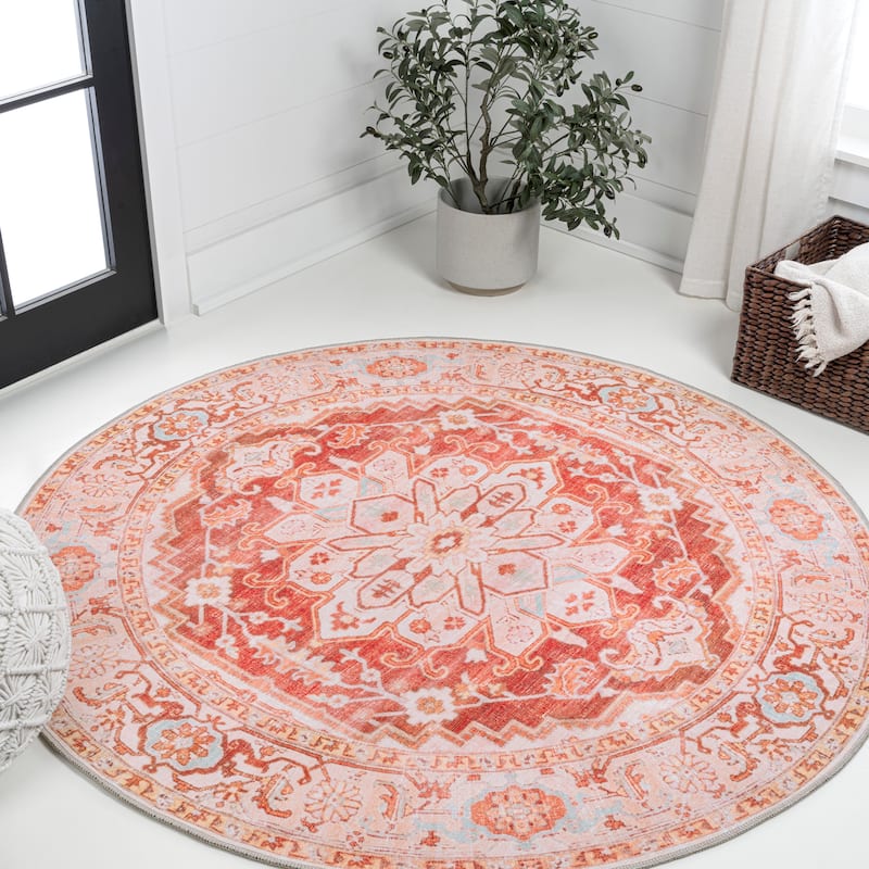 JONATHAN Y Maris Ornate Medallion Machine Washable Area Rug