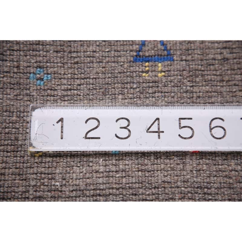 Tribal Gray Gabbeh Area Rug Hand-Knotted Wool Carpet - 9'4" x 12'1"