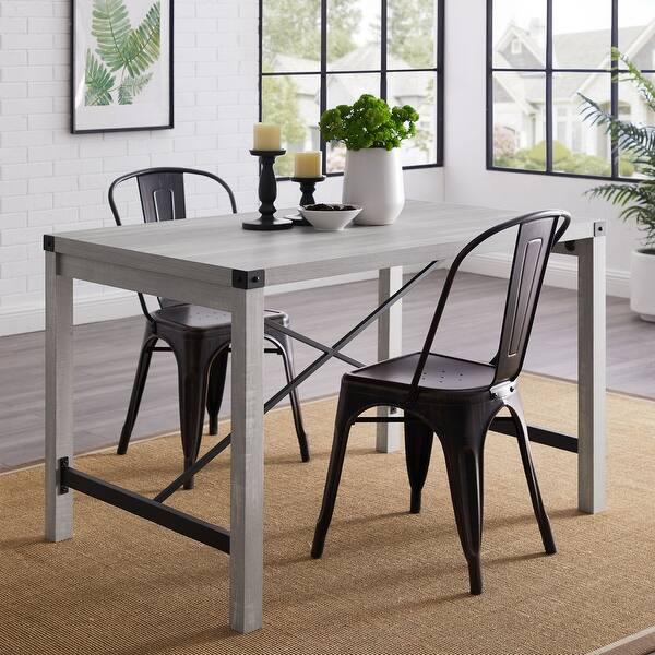 Shop Offex 48 Industrial Farmhouse Wood Dining Table With Metal X Bracket Stone Grey Overstock 27282554