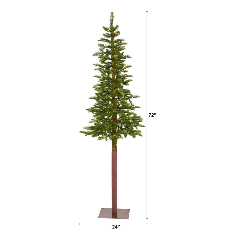 6ft. Alpine Artificial Christmas Tree with 100 Clear Microdot Multifunction LED Lights - Minimalist Festive X-Mas Tree