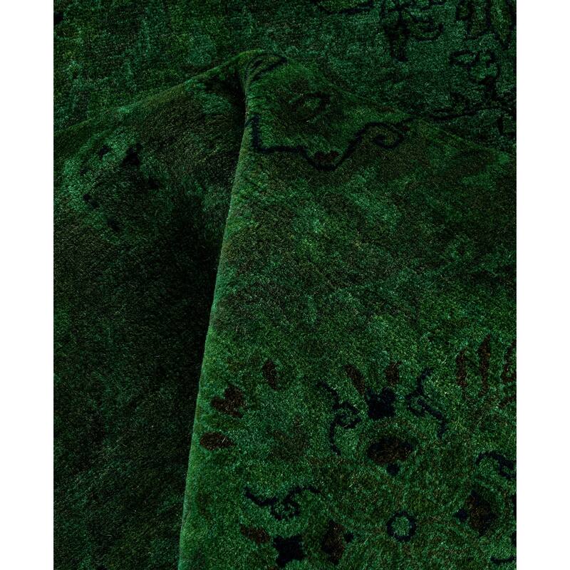 Overdyed One-of-a-Kind Hand-Knotted Area Rug - Green - 7' 1" x 7' 1"