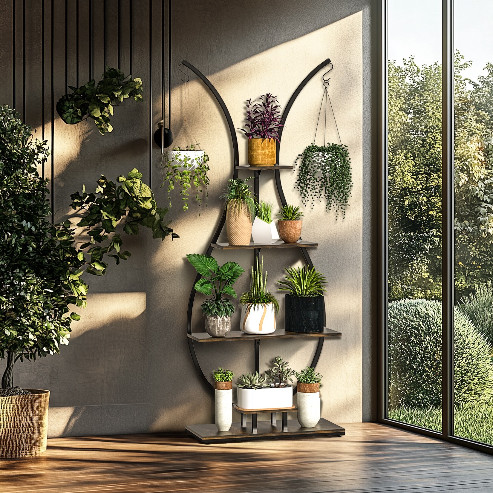 Vase Shape Planter Display Rack Industrial Style Plant Stand with