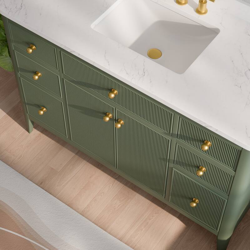 Modland 48" Bathroom Vanity with Sink, Soft Close Drawers & Doors, Carrara Marble Top, Fully Assembled - 48 inch