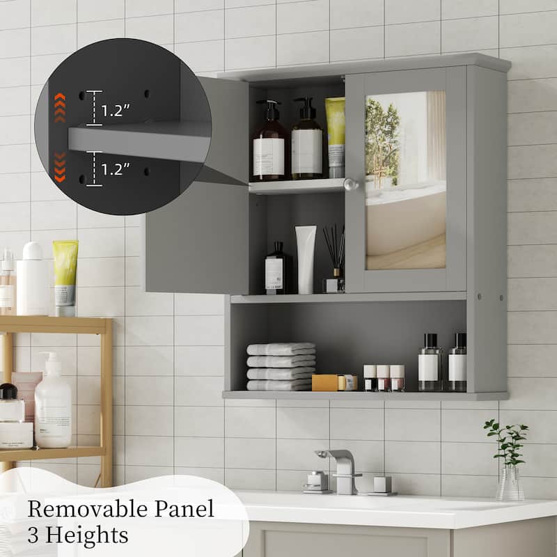 Futzca Bathroom Cabinet Wall Mounted, Storage Cabinet with Doors and Mirror