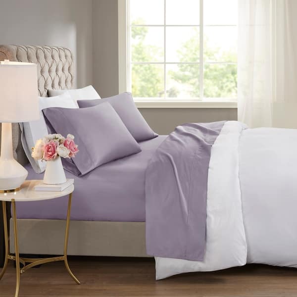 Beautyrest 600 Thread Count Cooling Cotton Blend 4 PC Sheet Set - Queen - Purple
