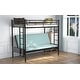 preview thumbnail 5 of 10, Black Twin over Full Metal Bunk Bed with Fence and Multi-Function Design