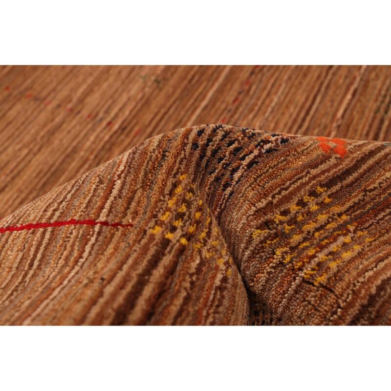 ECARPETGALLERY Hand Loomed Kashkuli Gabbeh Brown Wool Rug - 6'2 x 9'5