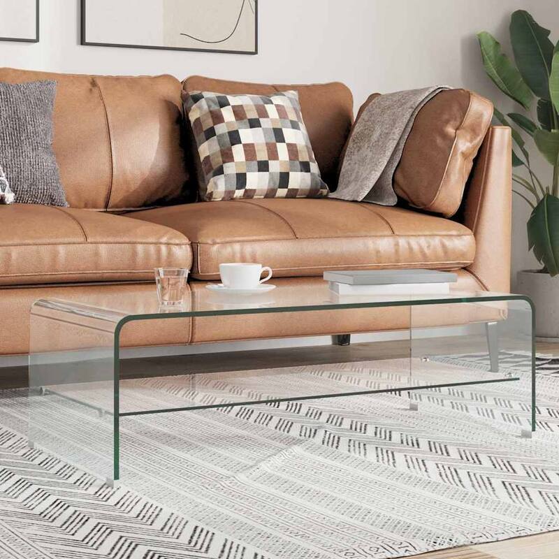 vidaXL Coffee Table Clear Tempered safety glass Glass surface - 17.7 x 38.6 x 12.2 in