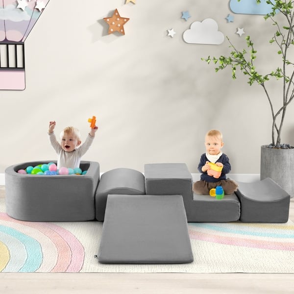 slide 2 of 7, Kids 5-Piece Playset with Climbing, Crawling, and Ball Pit, Fun Activity Set for Toddlers - 24" x 18" x 12" (L x W x H) 2-4 Years