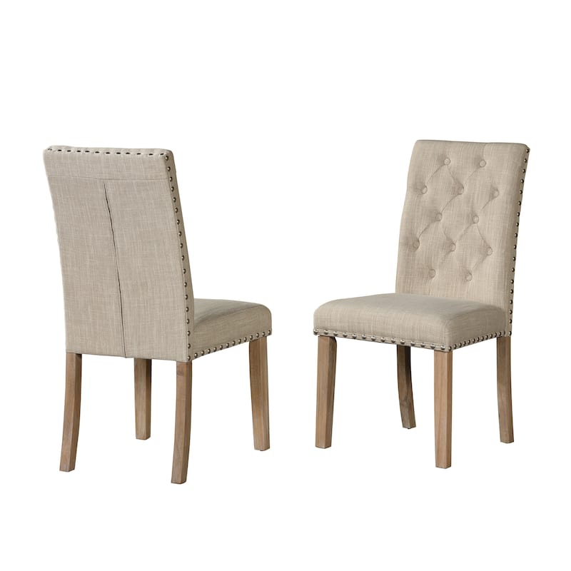 Best Quality Furniture Dining Side Chair Linen Fabric - Set of 2 - Beige/Rustic - Dining Height