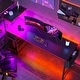 preview thumbnail 40 of 54, 61" Gaming Desk Computer Desk with LED Lights Storage Shelves and Side Bag Home Office Desk